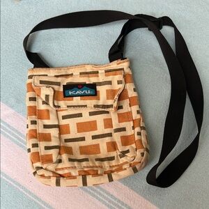 Kavu Tan and Orange Patterned Belt Bag